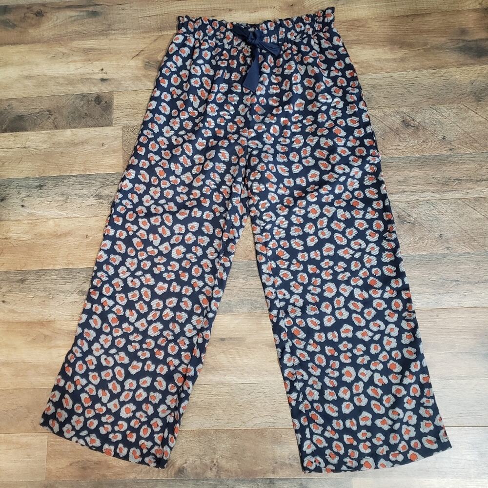 Listicle Leopard Print Wide Leg‎ Lounge Pants Navy Orange Size Small Casual Boho